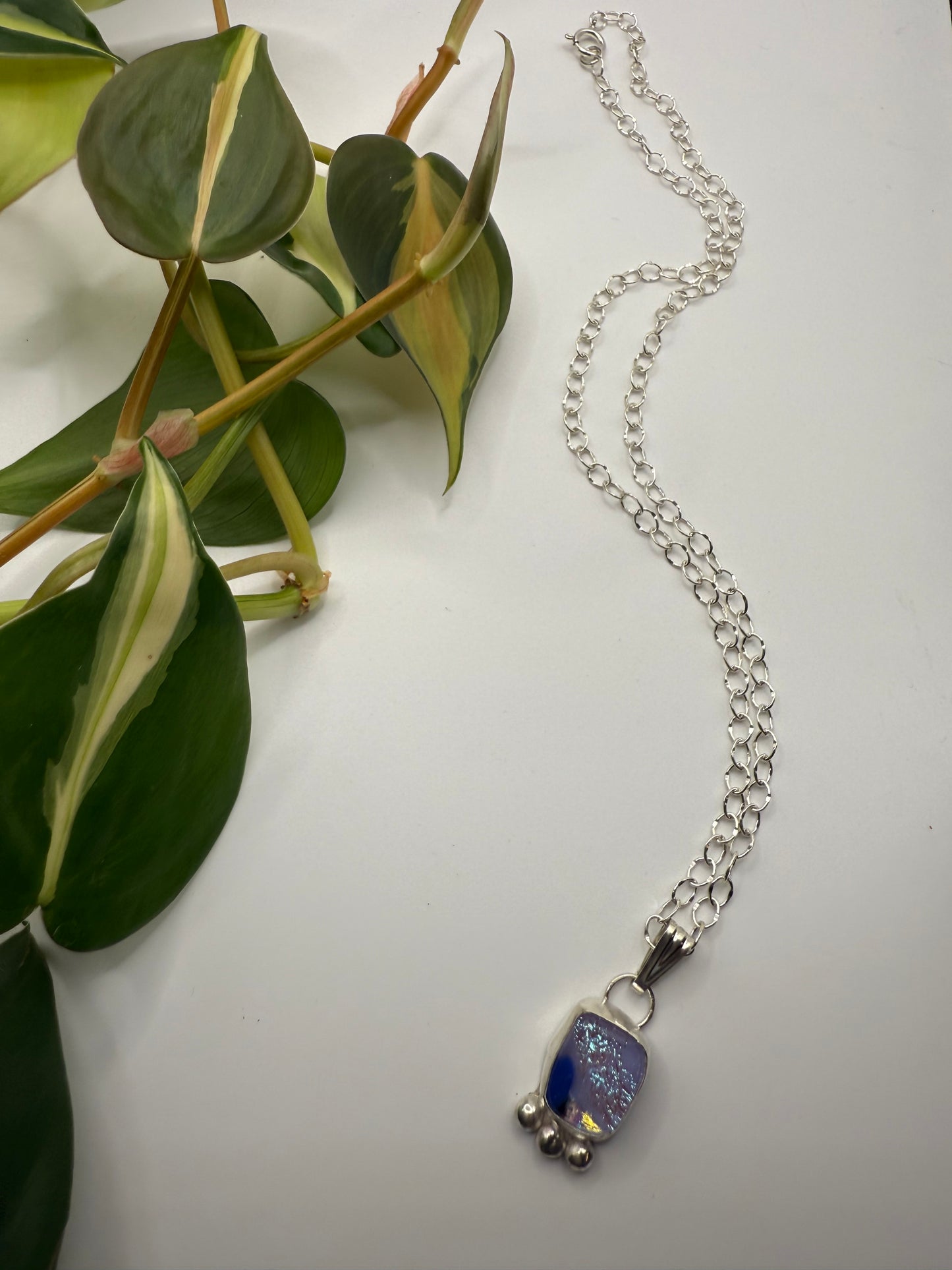 Lilac Dichroic Glass Necklace