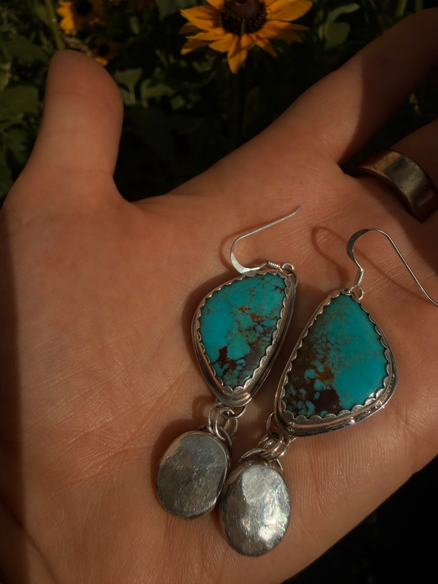 Redskin Turquoise - Butterfly Silver Drop Earrings