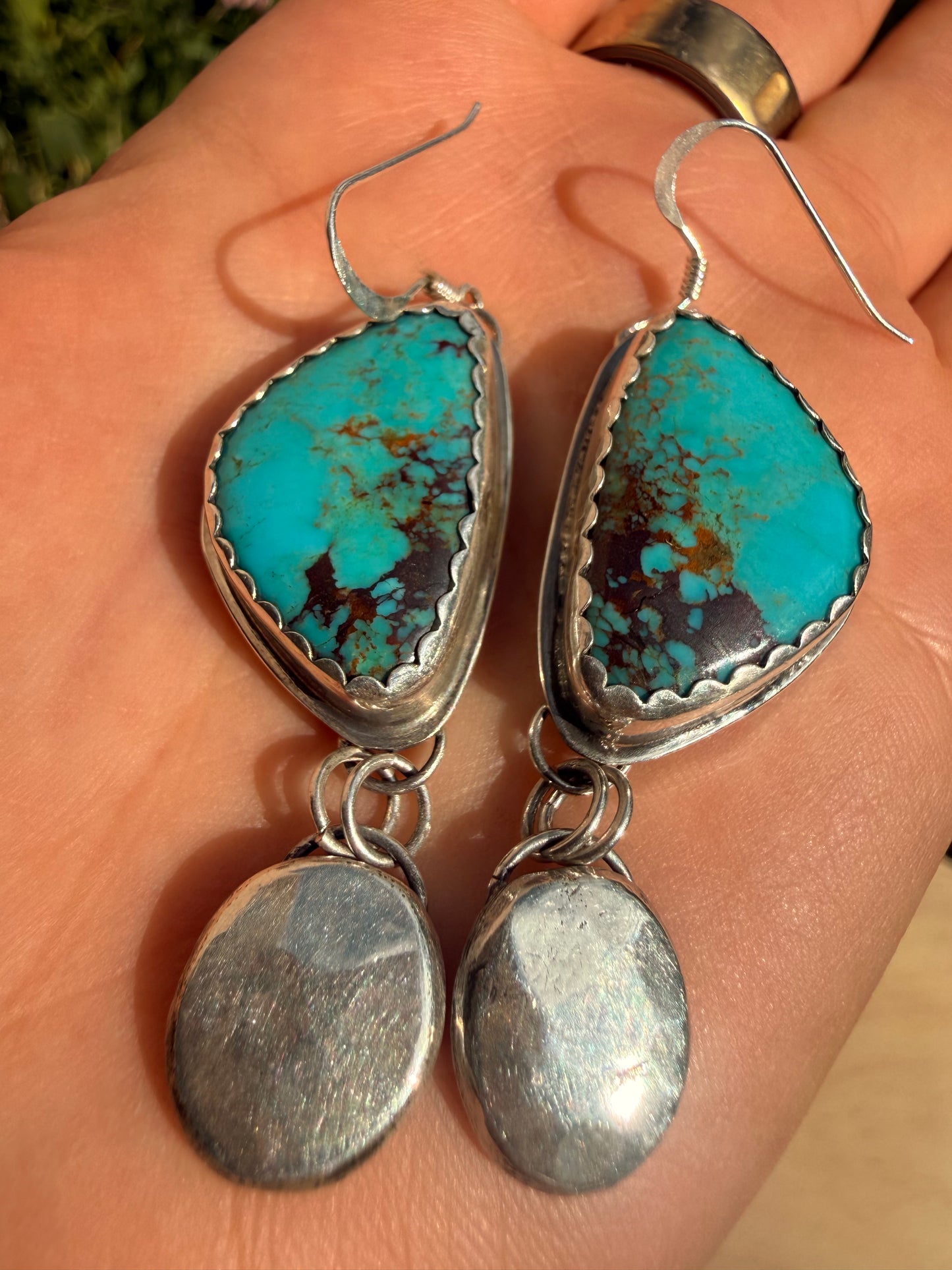 Redskin Turquoise - Butterfly Silver Drop Earrings