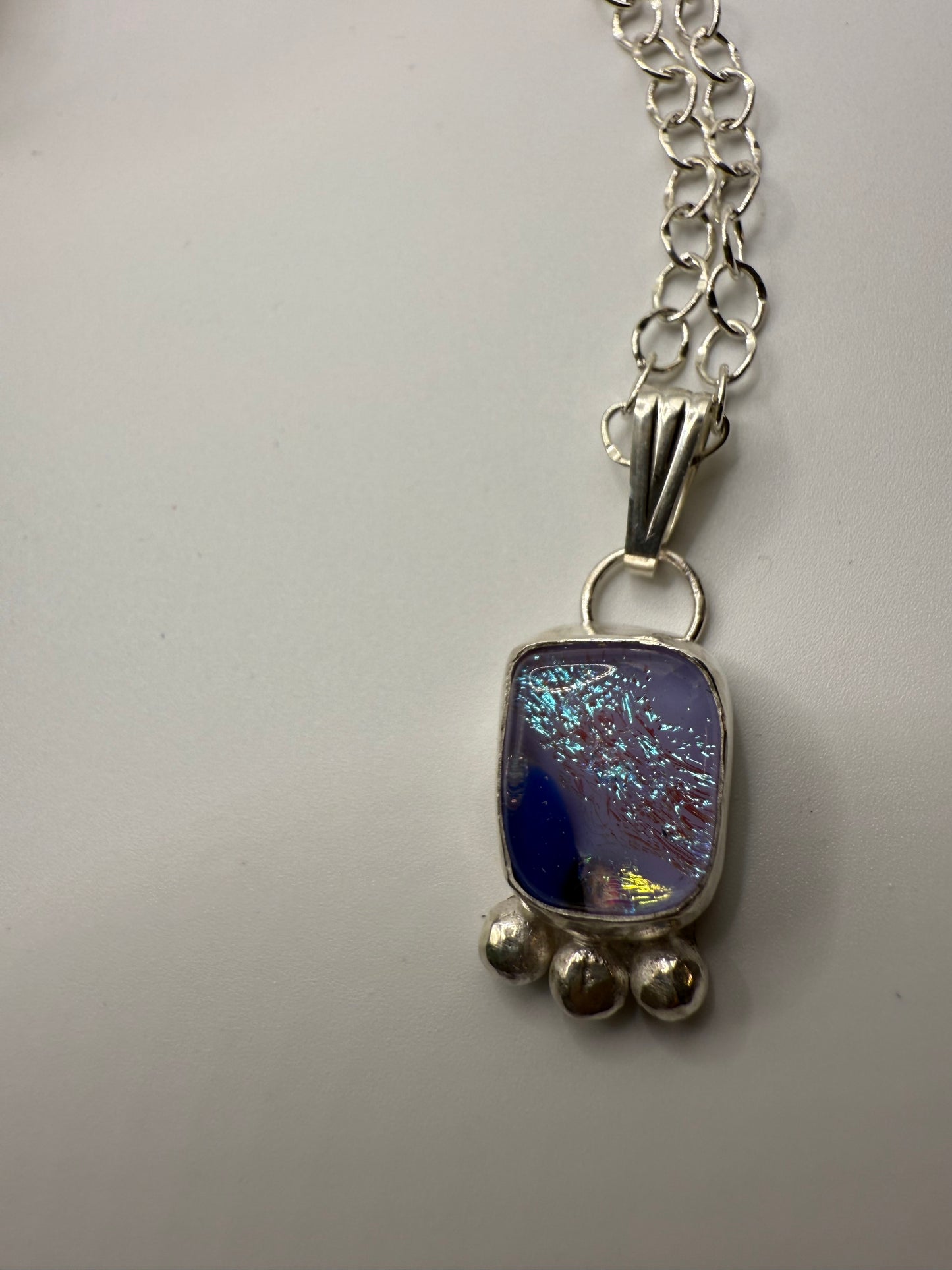 Lilac Dichroic Glass Necklace