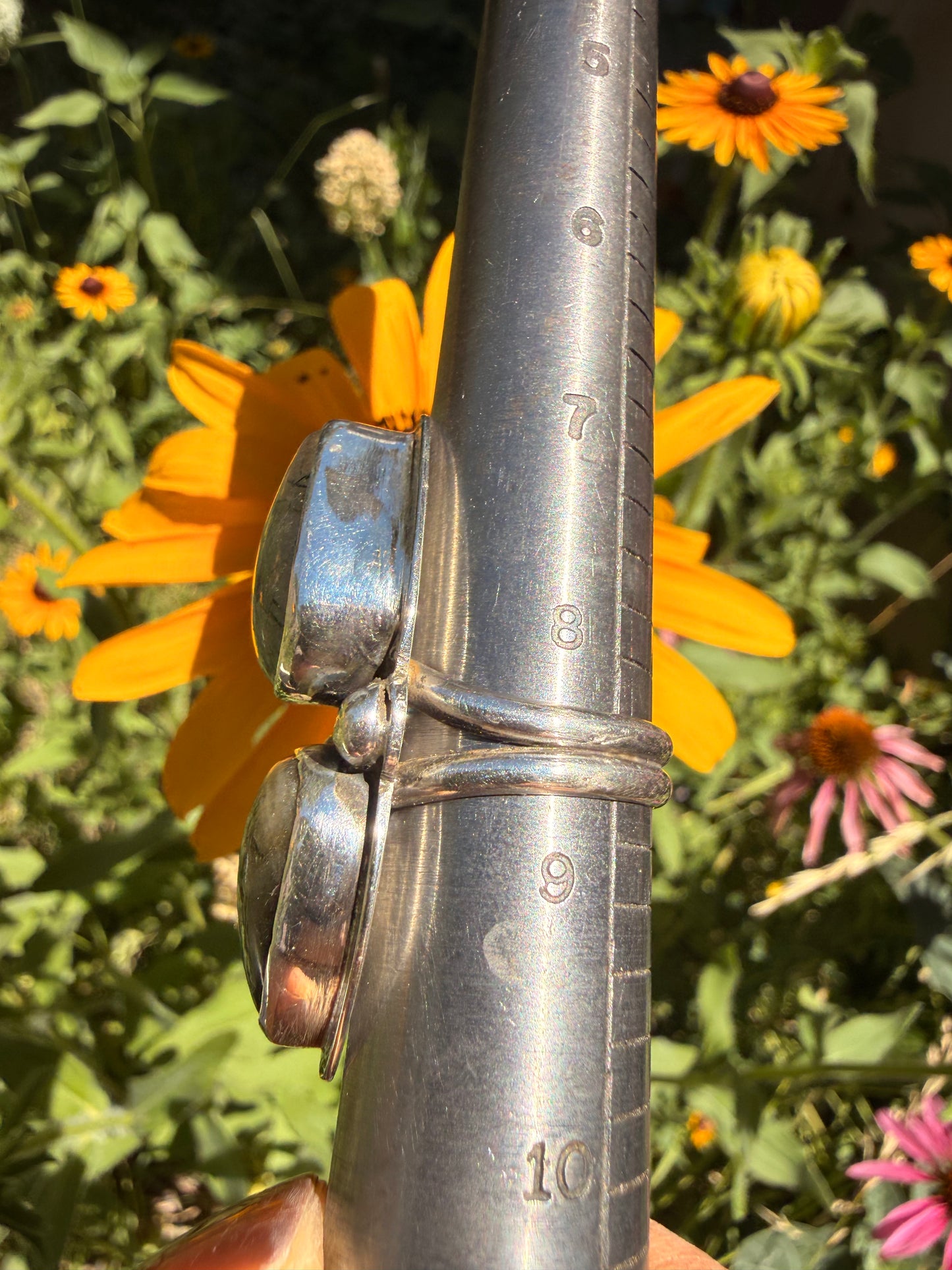 Rutilated Quartz & Labradorite Double Stone Ring