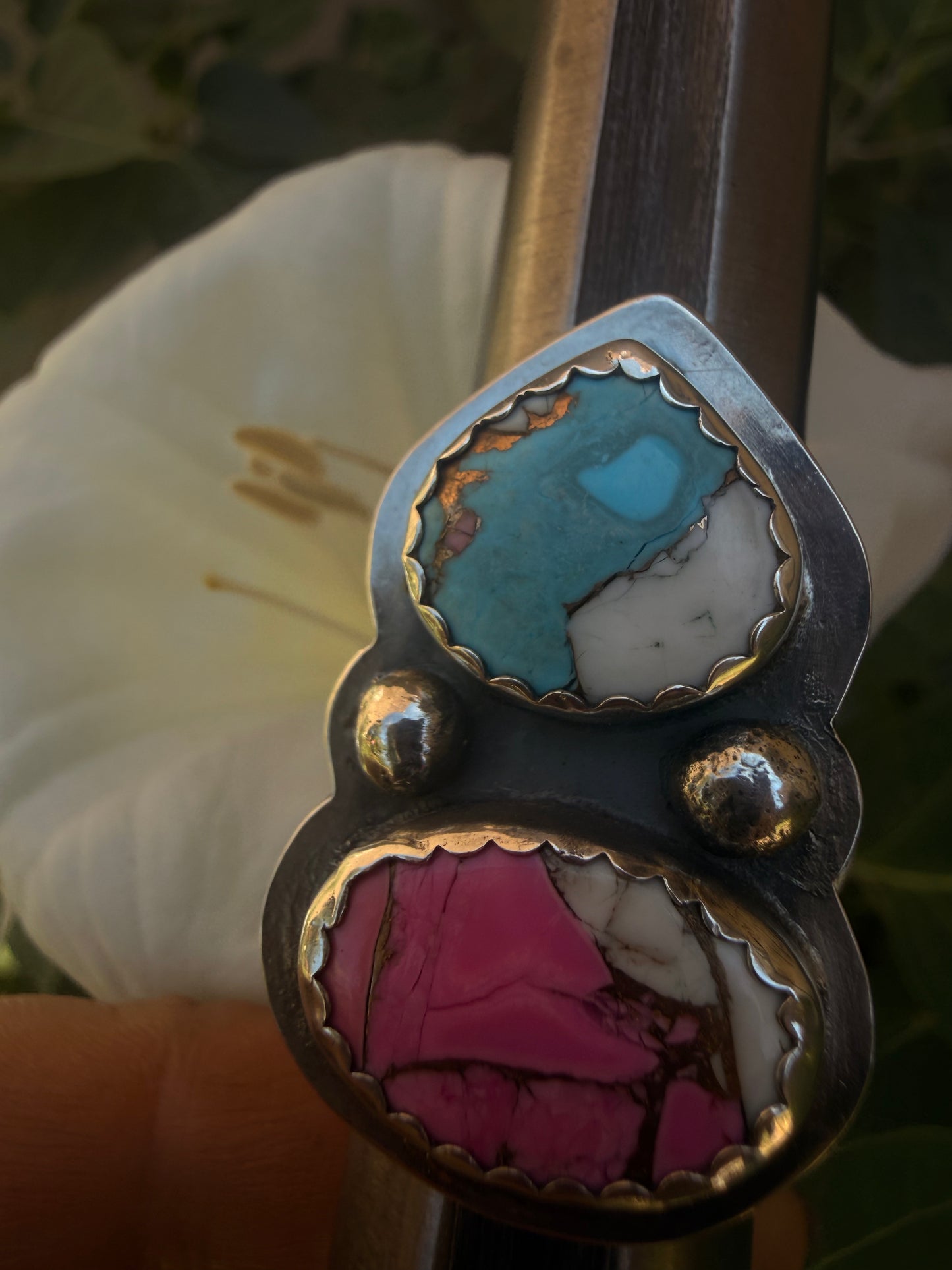 Cotton Candy Dahlia Double Stone Ring