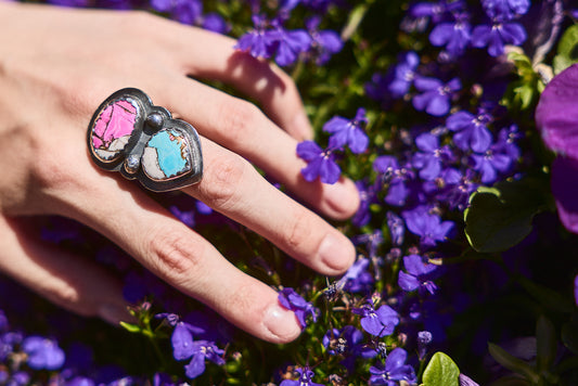 Cotton Candy Dahlia Double Stone Ring